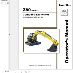GEHL Z80 Gen2 Operator's Manual 50940322B