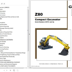 GEHL Z80 Operators Manual 50940211A