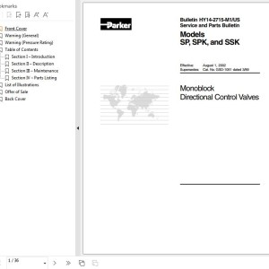 Parker SP SPK SSK Parts And Service Manual 915118