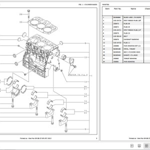 Yanmar 3TNV70-XBV Engine Parts Manual 50940095