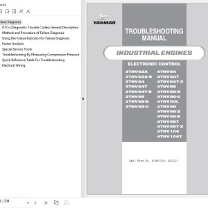 Yanmar 3TNV82A to 4TNV106T Troubleshooting Manual 50950006
