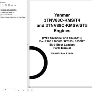 Yanmar 3TNV88C-KMS_T4 3TNV88C-KMSV_ST5 Engine Parts Manual 50950305E