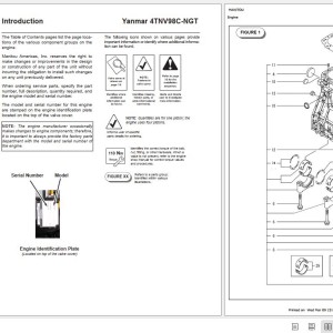 Yanmar 4NTV98C-NGT Tier IV Engine Parts Manual 50960075