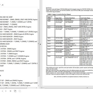 Yanmar 4TNV98-ZNMS to 4TNV98T-ZXNMS2 Engine Parts Manual 917304