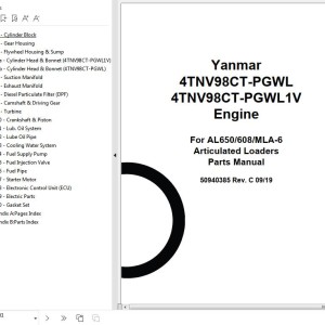 Yanmar 4TNV98CT-PGWL 4TNV98CT-PGWL1V Engine Parts Manual 50940385C
