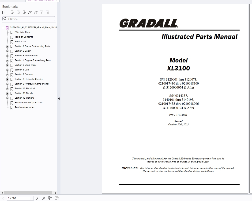 Gradall Industries 11 GB PDF Service Operator Technical Parts Manual 2026 (6)