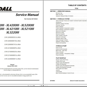 Gradall XL5210III Operators Parts Service Manual PDF