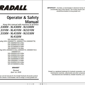 Gradall XL5300V Operators Parts Service Manual PDF