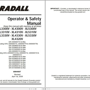 Gradall XL5330V Operators Parts Service Manual PDF