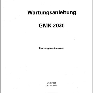 Grove GMK2035 Parts Catalog Schematics Operation and Maintenance Manual
