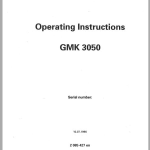 Grove GMK3050 Parts Catalog Schematics Operation Manual