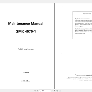 Grove GMK4070-1 Maintenance Manual
