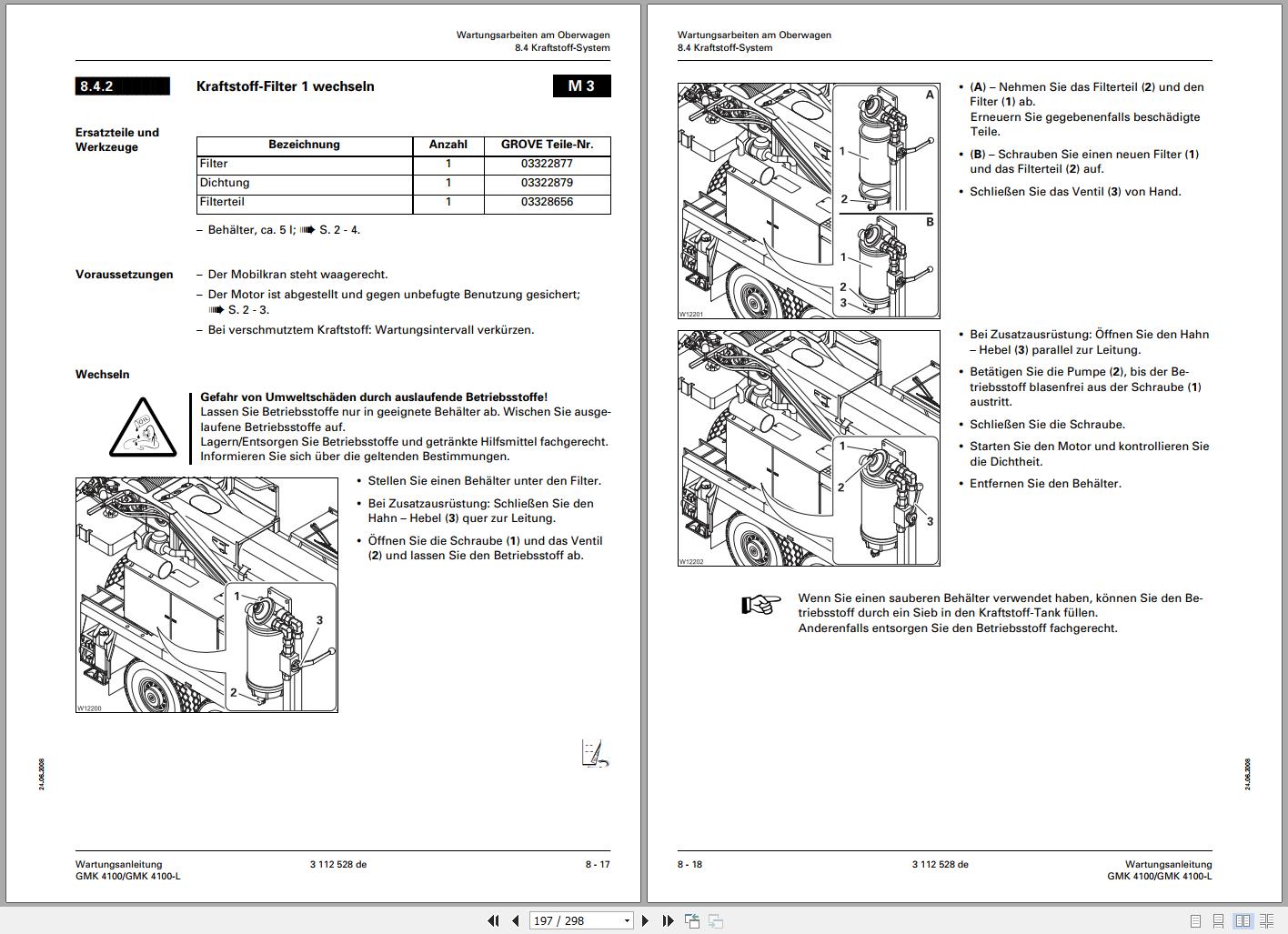 Grove GMK4100-L Parts Catalog Schematics Operation and Maintenance Manual