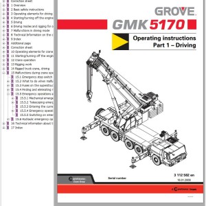 Grove GMK5170 Parts Catalog Schematics Operation and Maintenance Manual