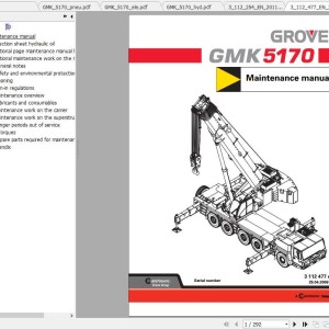 Grove GMK5170 Service and Parts Manual Operators Manual Schematic