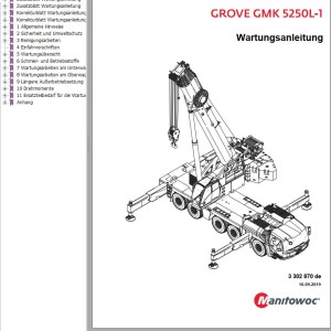 Grove GMK5250L-1 Parts Catalog Pneumatic Schematic Maintenance Manual