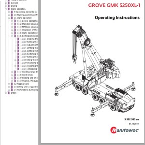 Grove GMK5250XL-1 Parts Catalog Schematics Operation and Maintenance Manual