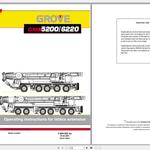 Grove GMK6220 Operating and Maintenance Manual