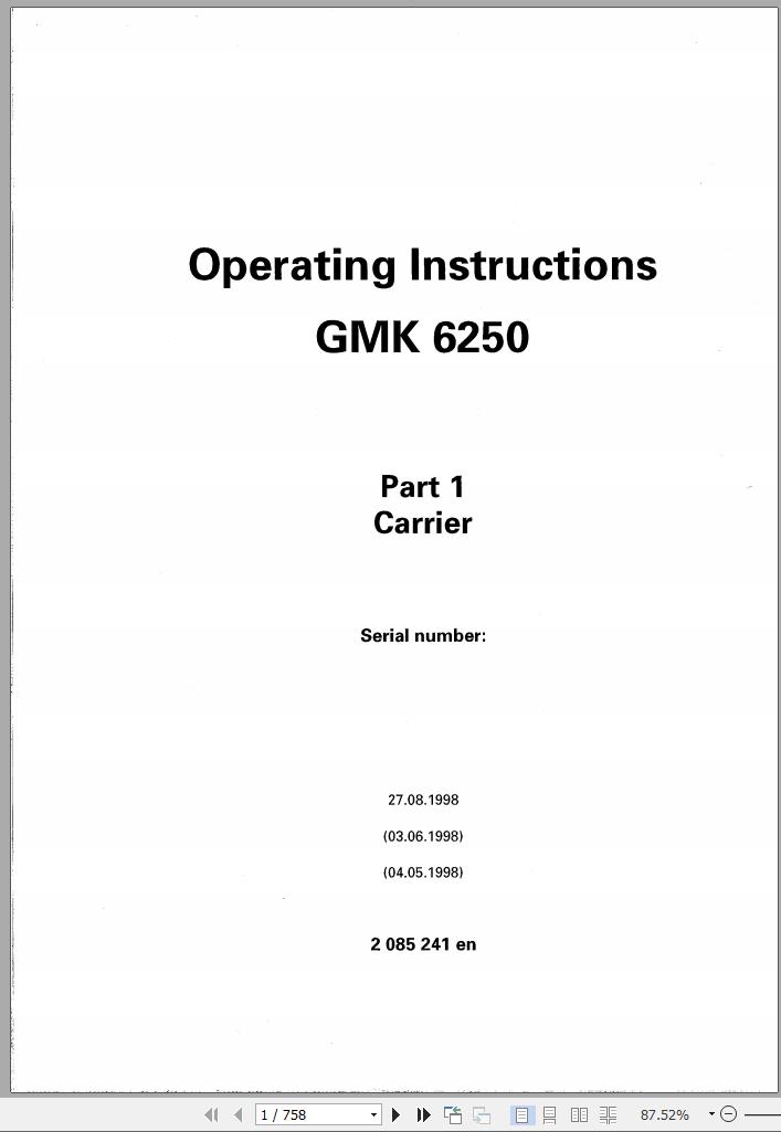 Grove GMK6250 Operation Manual Pneumatic Schematic