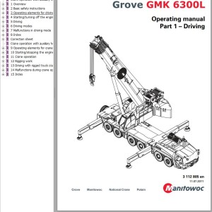 Grove GMK6300L Parts Catalog Schematics Operation and Maintenance Manual