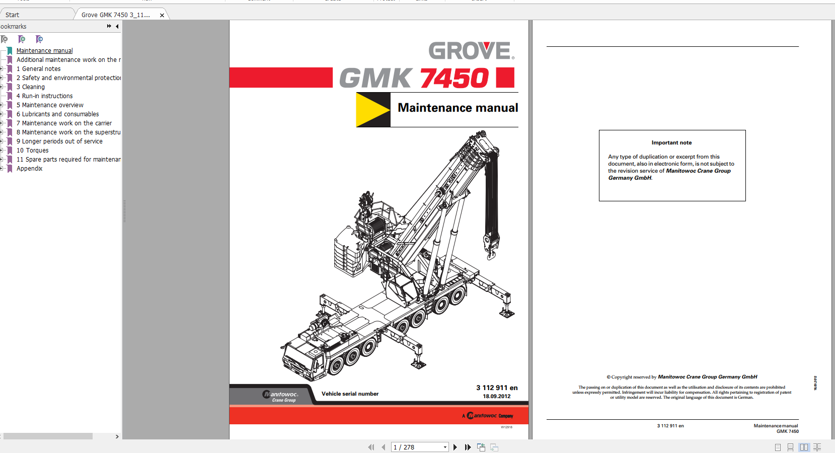 Grove GMK7450 Operating and Maintenance Manual