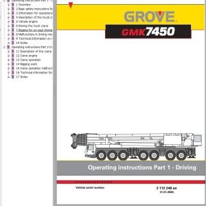 Grove GMK7450 Parts Catalog Operation Manual