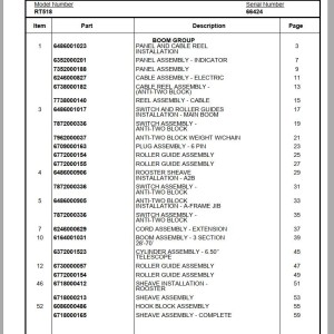 Grove RT518 Parts Catalog