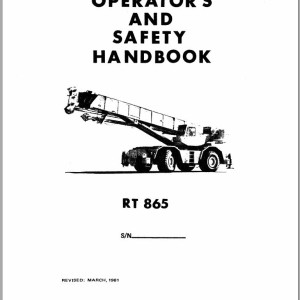 Grove RT860 RT865 Operator Parts Manual and Hydraulic Schematic