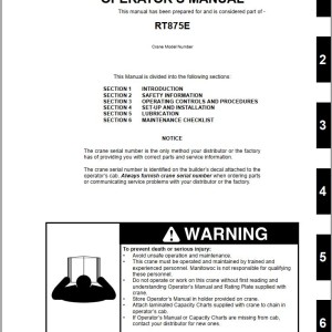 Grove RT875E Operators Manual and Schematic