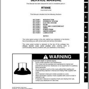 Grove RT890E Service Operator Parts Manual and Schematic