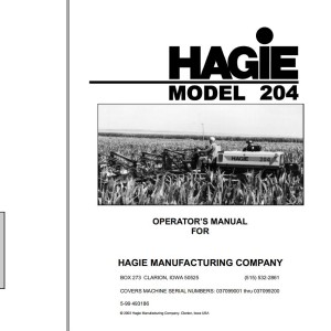 Hagie 204 Operator Manual 493186