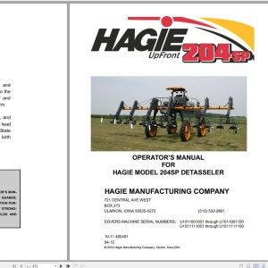 Hagie 204SP Operator Manual 493491