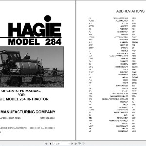 Hagie 284 Operator Manual 493192