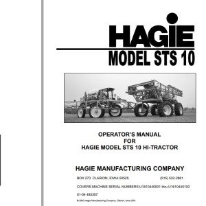 Hagie STS 10 Operator Manual 493307