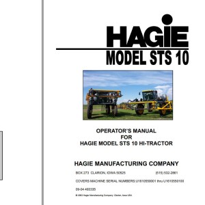 Hagie STS 10 Operator Manual 493335