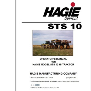 Hagie STS 10 Operator Manual 493385