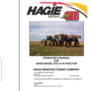 Hagie STS 10 Operator Manual 493411