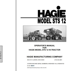 Hagie STS 12 Operator Manual 493311