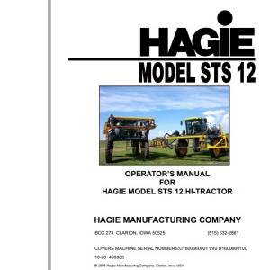 Hagie STS 12 Operator Manual 493363