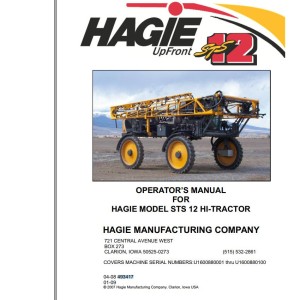 Hagie STS 12 Operator Manual 493417