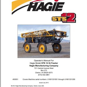 Hagie STS 12 Operator Manual 493551