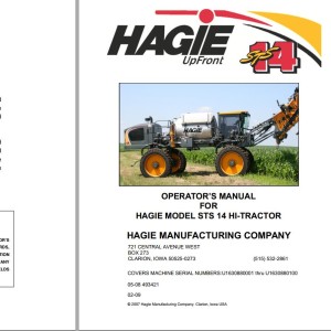 Hagie STS 14 Operator Manual 493421