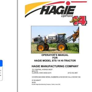 Hagie STS 14 Operator Manual 493477