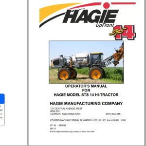 Hagie STS 14 Operator Manual 493509