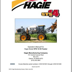 Hagie STS 14 Operator Manual 493555