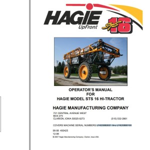 Hagie STS 16 Operator Manual 493425