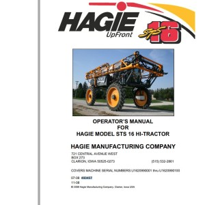 Hagie STS 16 Operator Manual 493457