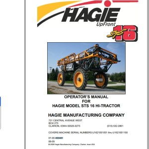 Hagie STS 16 Operator Manual 493481