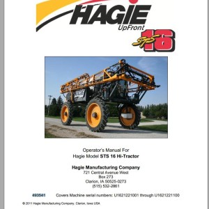 Hagie STS 16 Operator Manual 493541