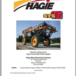 Hagie STS 16 Operator Manual 493559